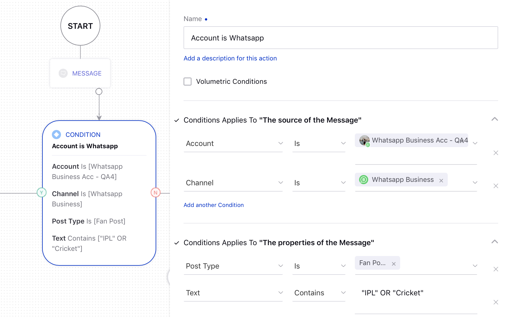 Entering properties of the message Text