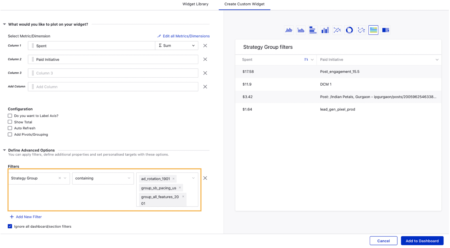 Enhanced Strategy Group Filters