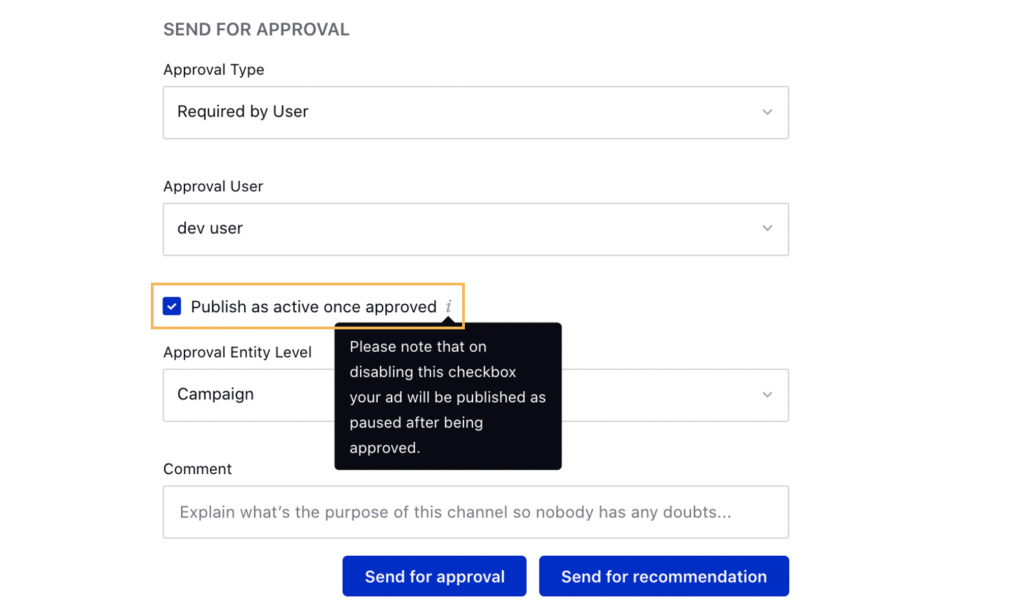 Publish as Active on Approval Workflow