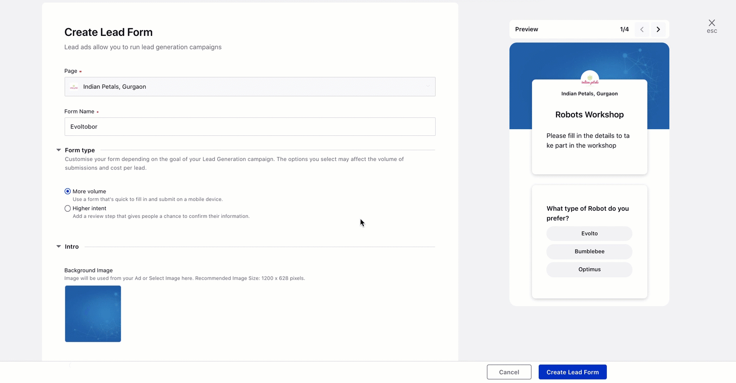 Facebook Lead Forms Creation