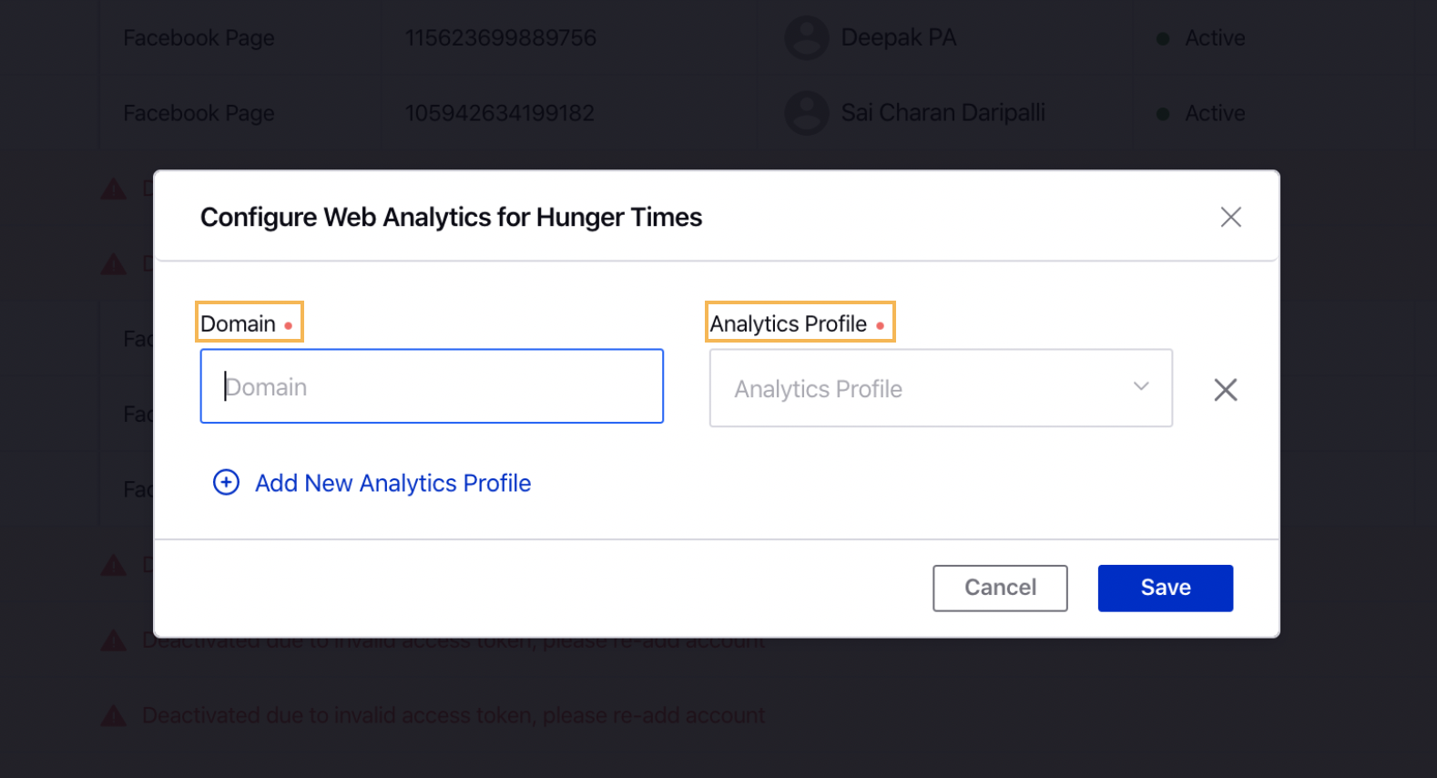 Configuring Web Analytics at Account Level