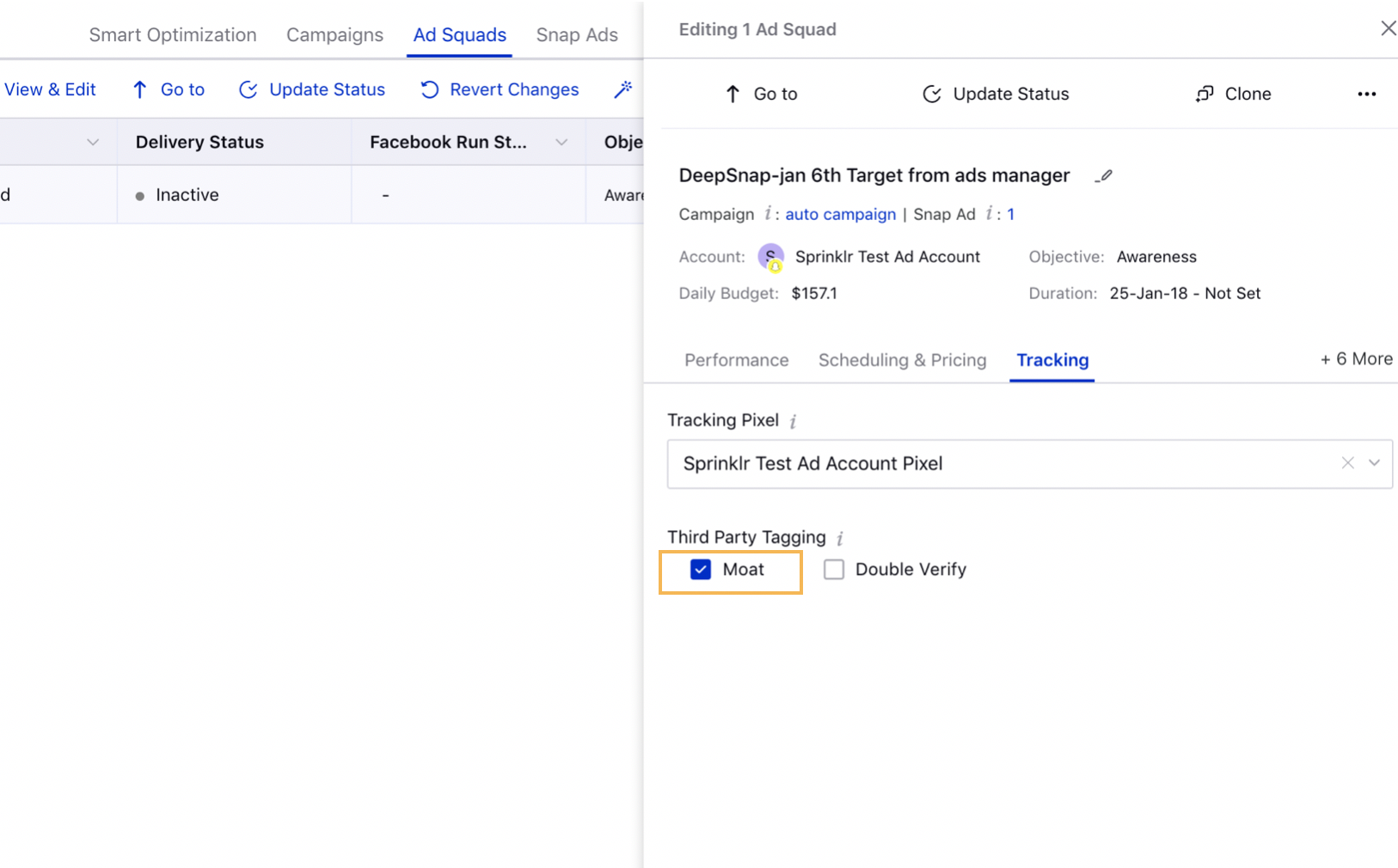 Setting Up MOAT as Third Party Tagging for Snapchat Ad Squads within Ads Manager