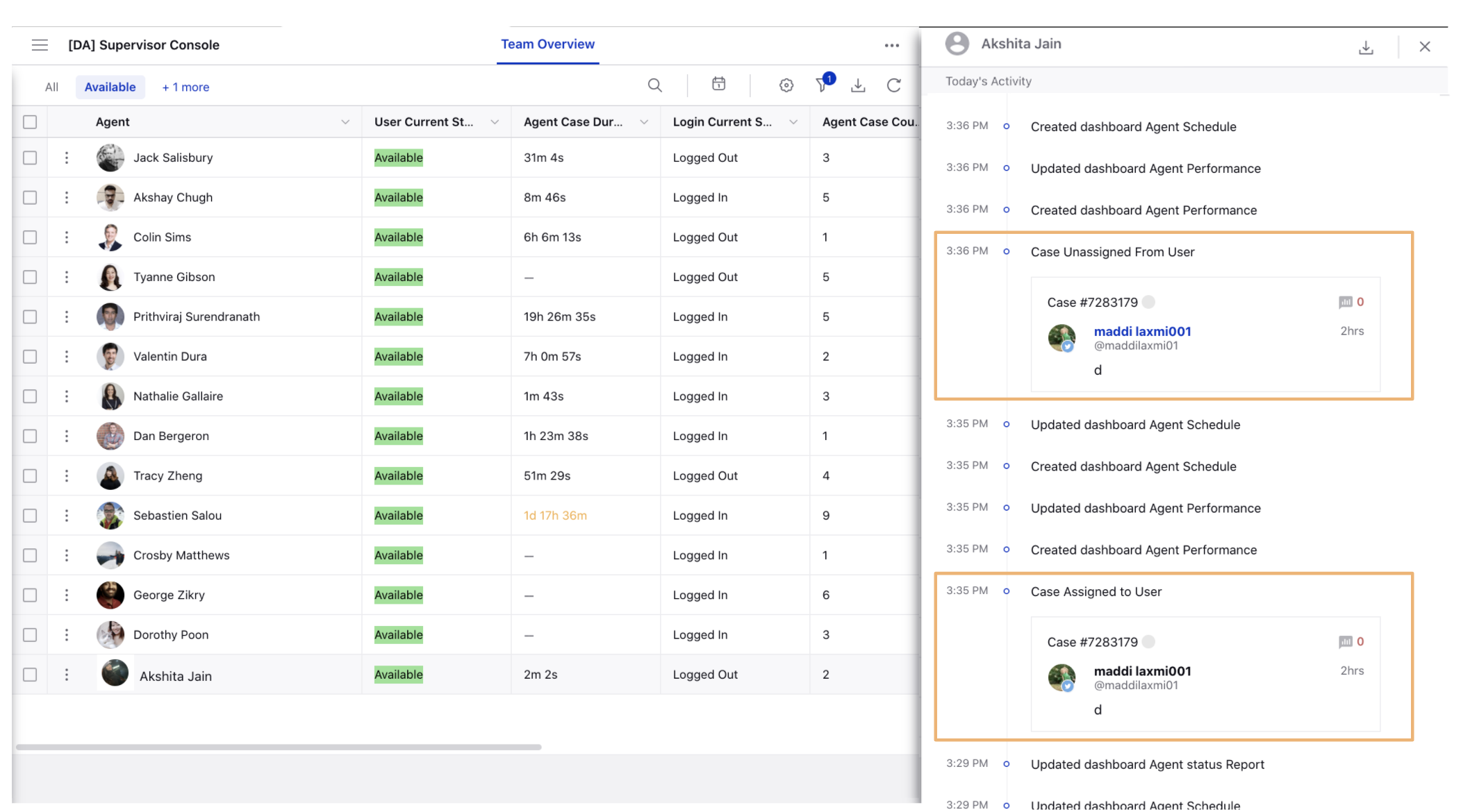 Comprehensive Agent’s Activity Log in Supervisor Console