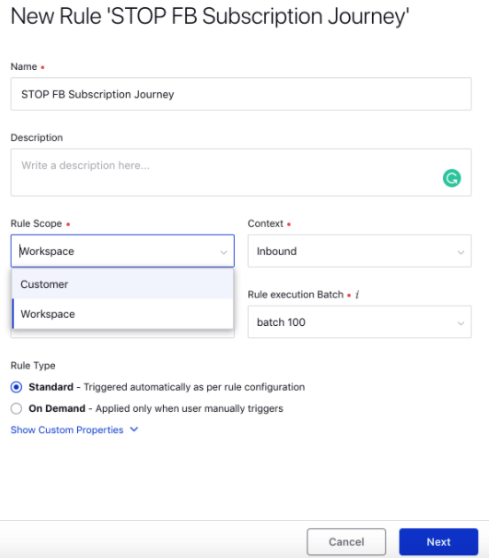 Entry and Exit Triggers in Rule Engine for Journey Facilitator