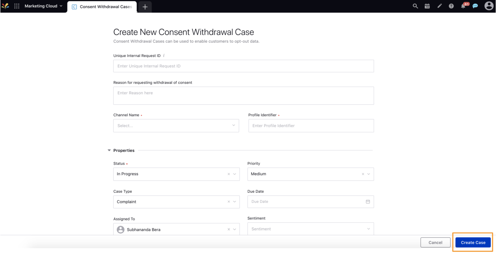 Unified Front Office Platform_Privacy_ConsentWithdrawalCases_CreateCase