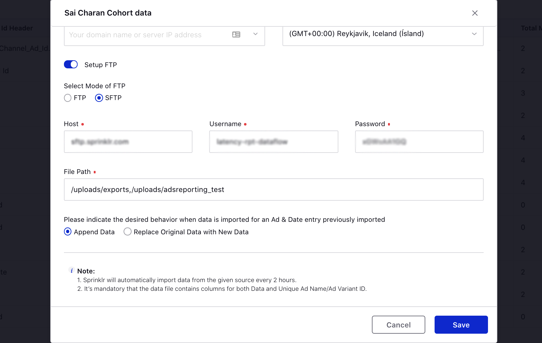 Import Stats using FTP setup