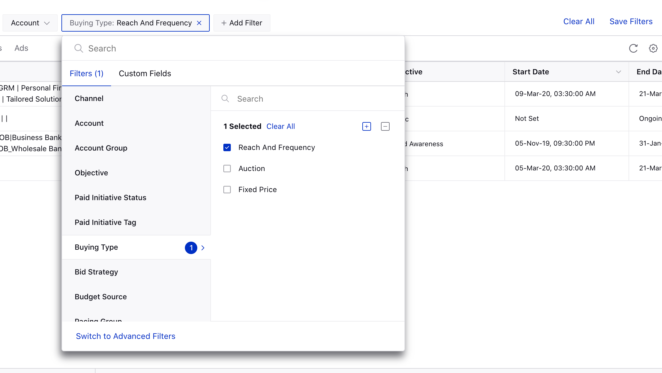 Apply filter to filter out you RNF campaigns