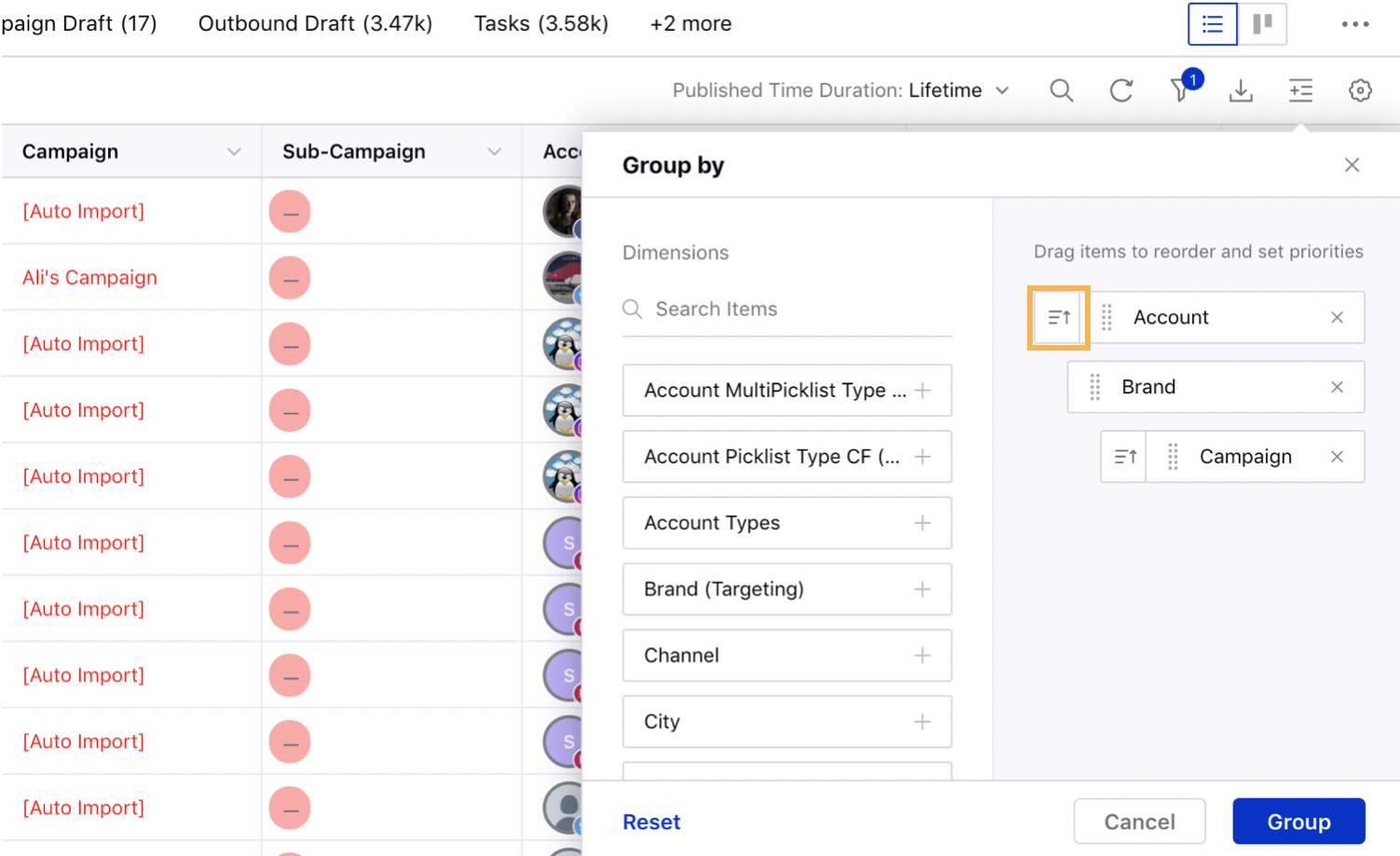 Sorting Group By Dimensions in Production Dashboards 