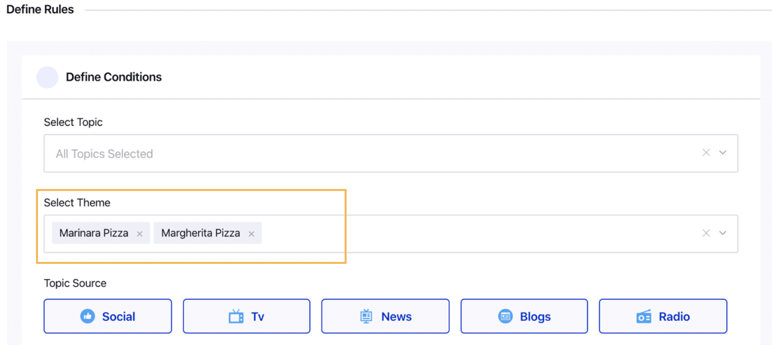 Selecting Theme for Triggering Listening Smart Rules