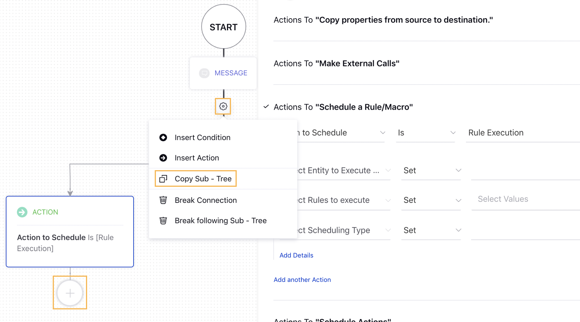 Showing how to copy a sub-tree and paste it into the same or another rule