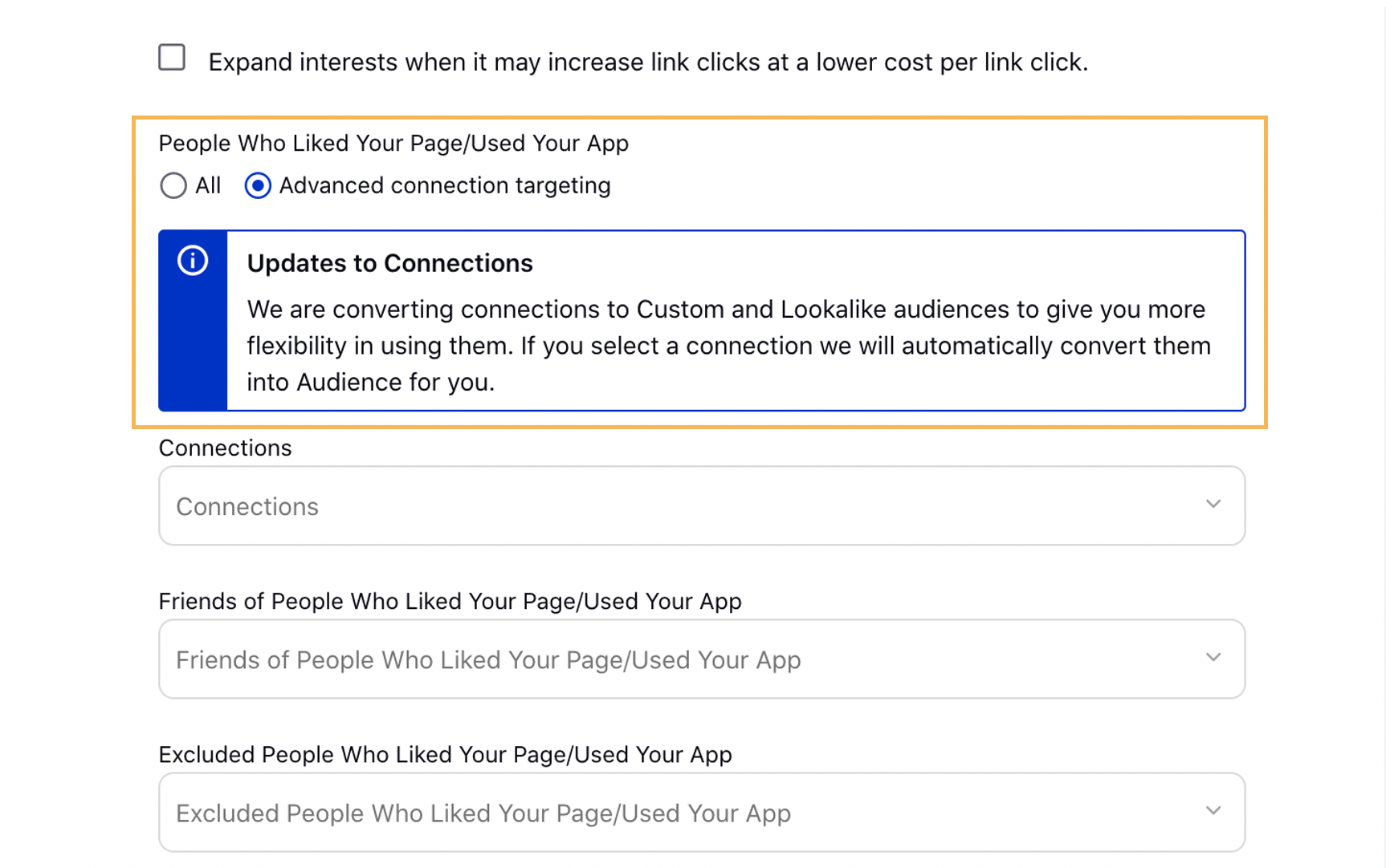 Deprecated Connections Targeting