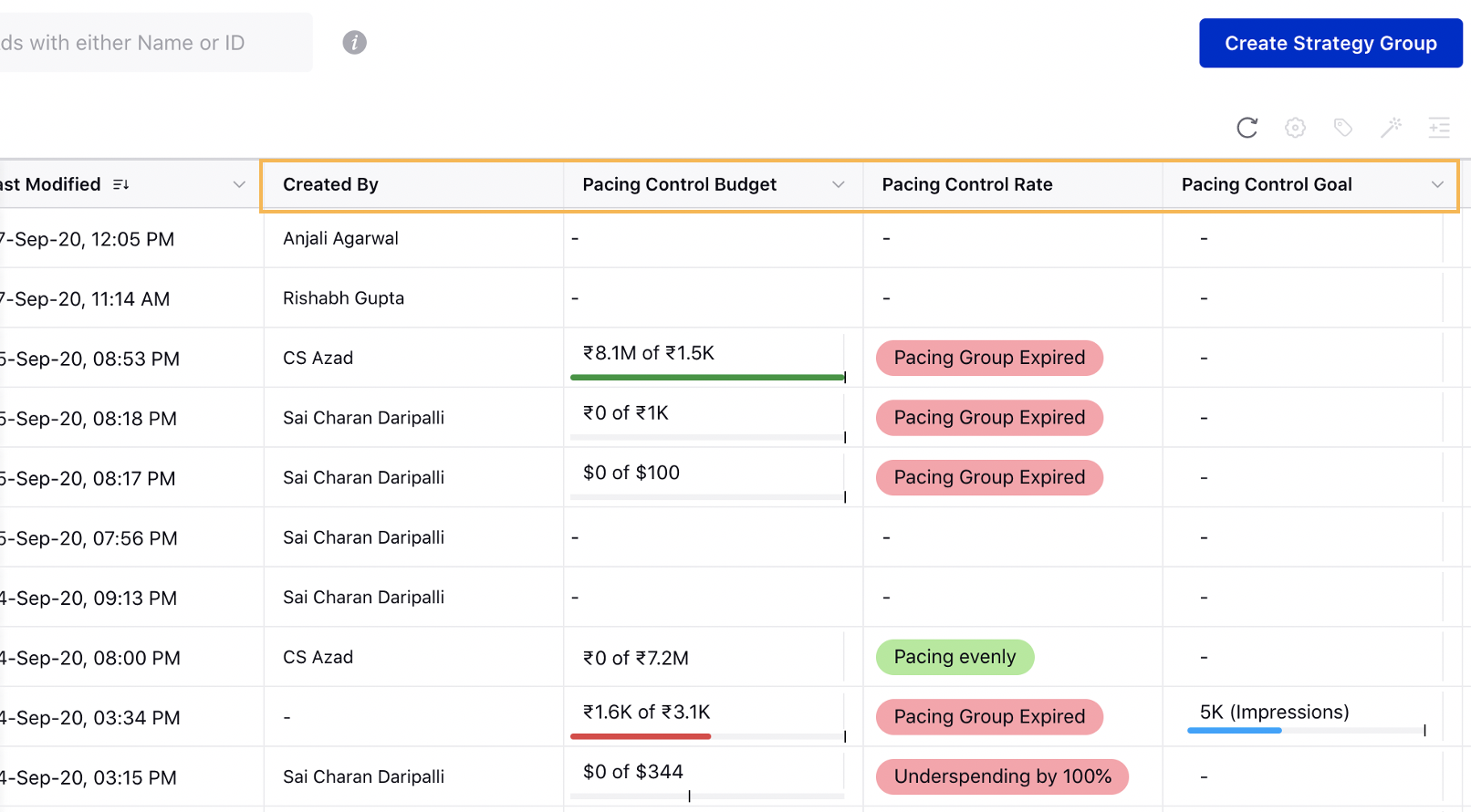 Strategy Group Manager Window