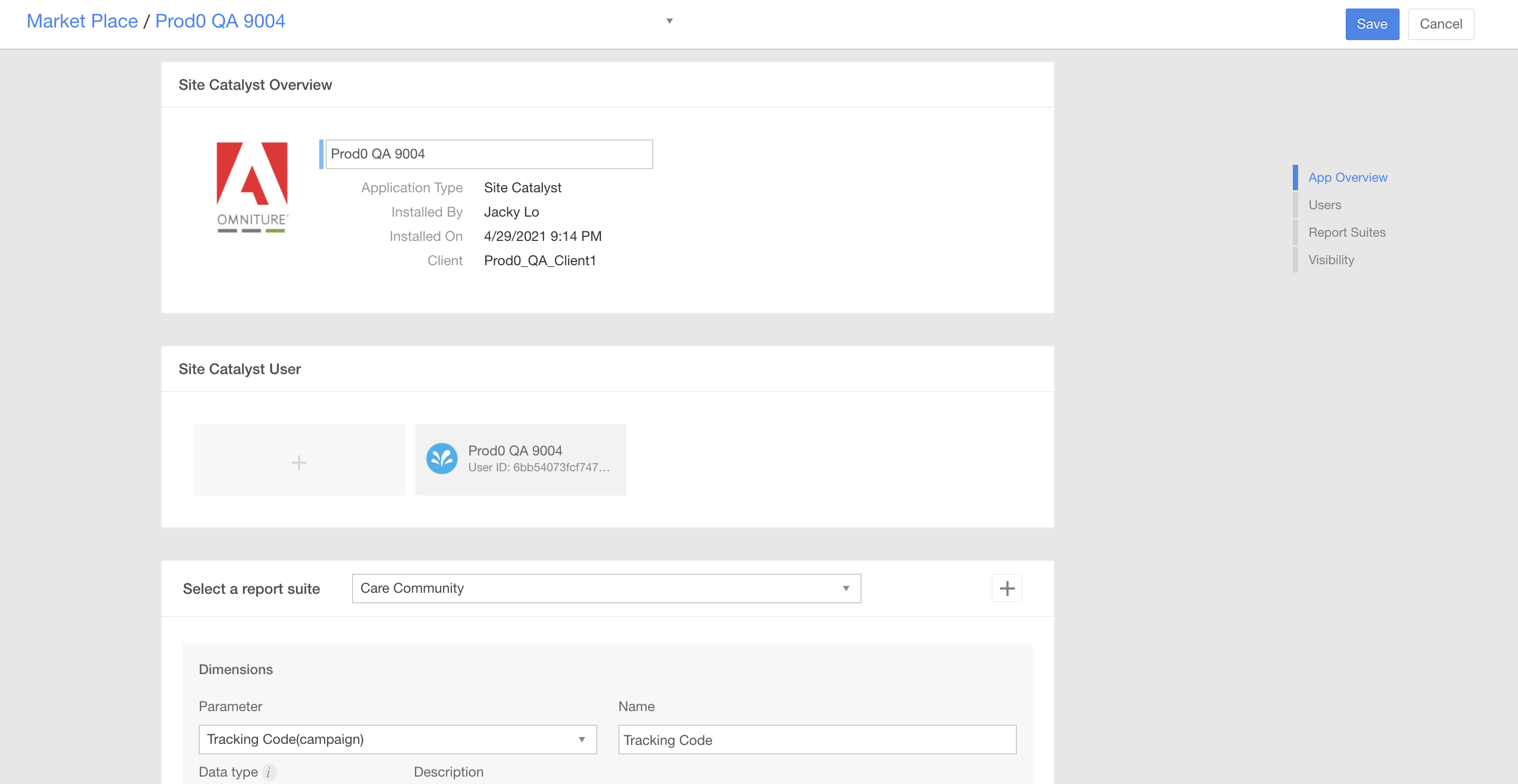 Configure Site Catalyst