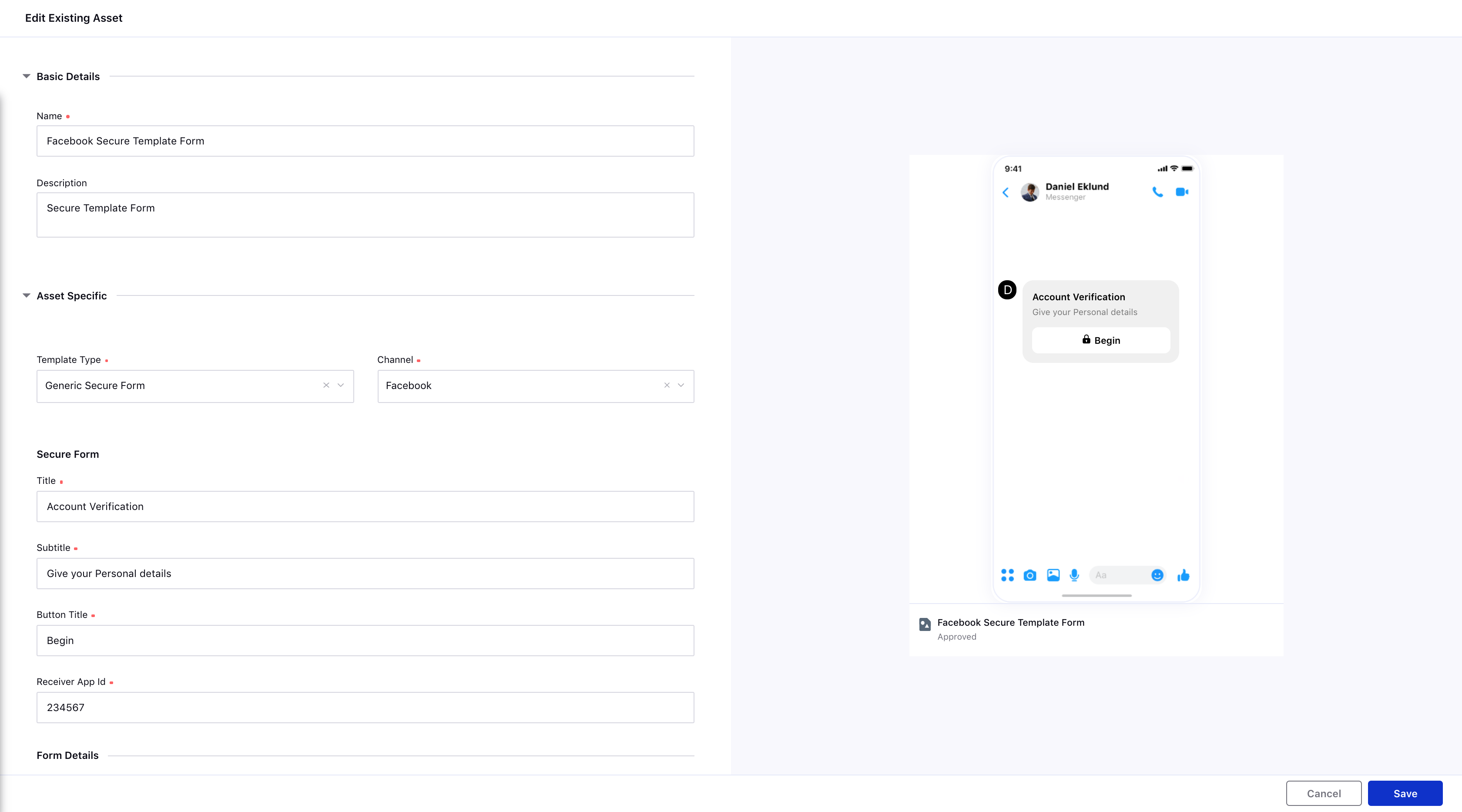 Secure Forms for Facebook Messenger