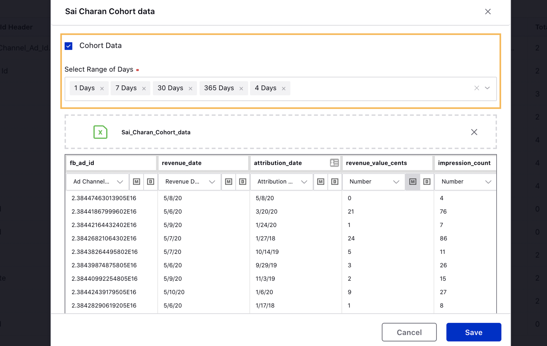 Cohort Data in Stats Import