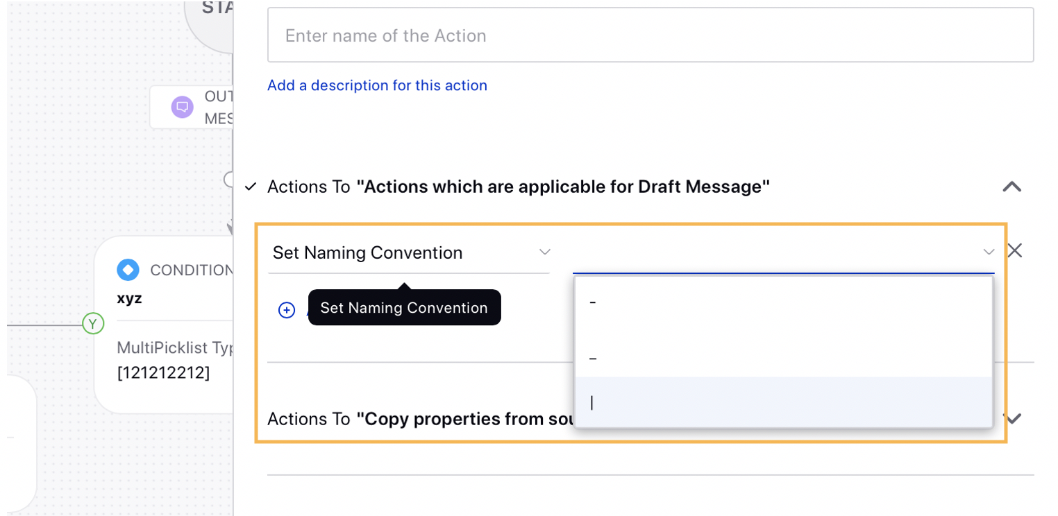 Defining Naming Convention as Action in Draft Rule