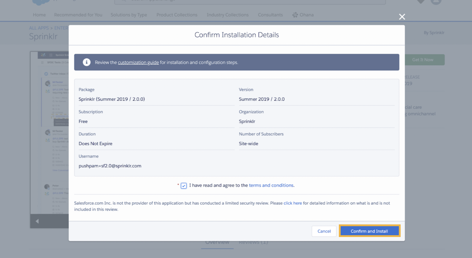 Confirming application components in Salesforce Environment