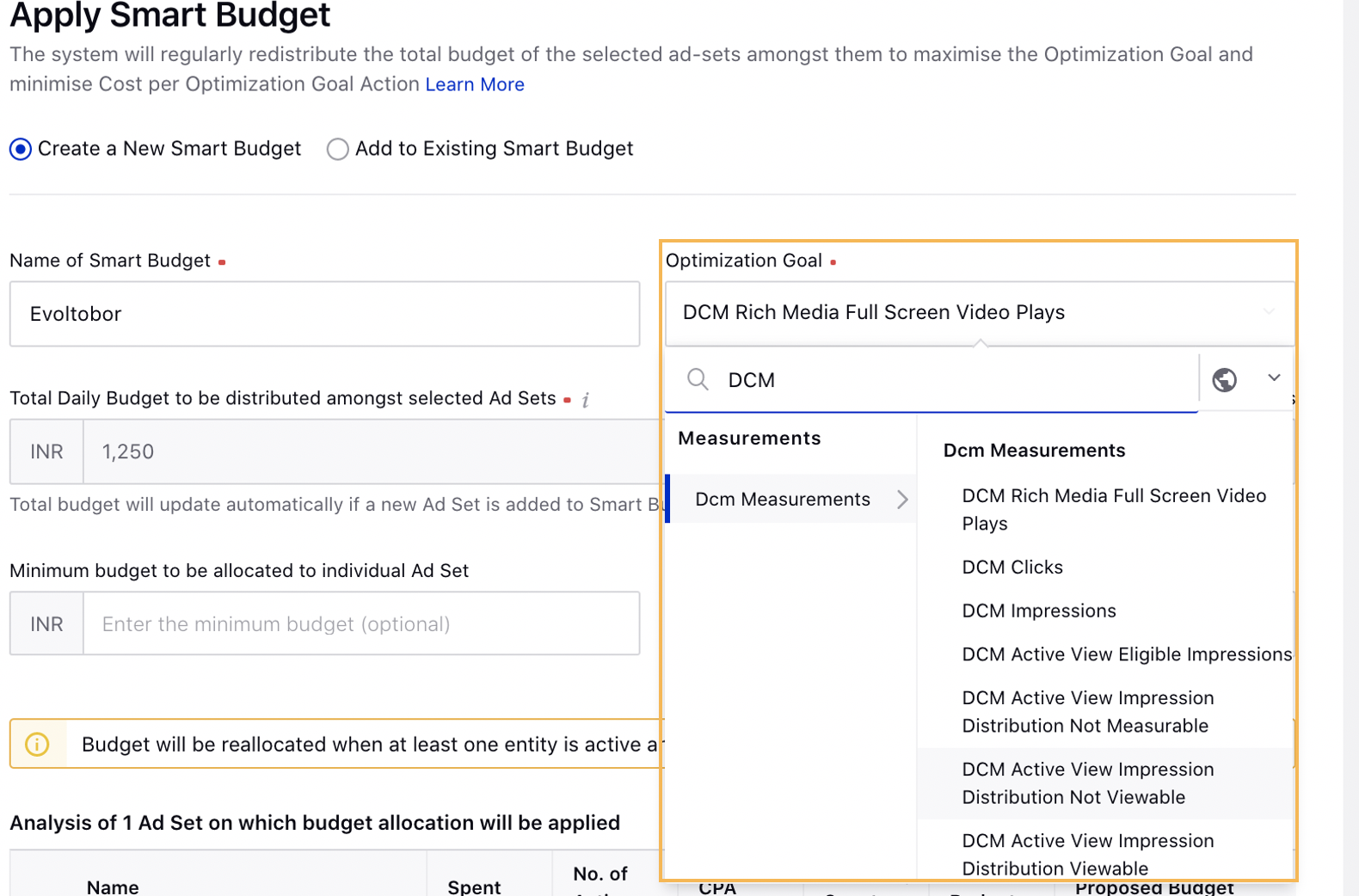 Optimizing DCM at Smart Budget Allocation