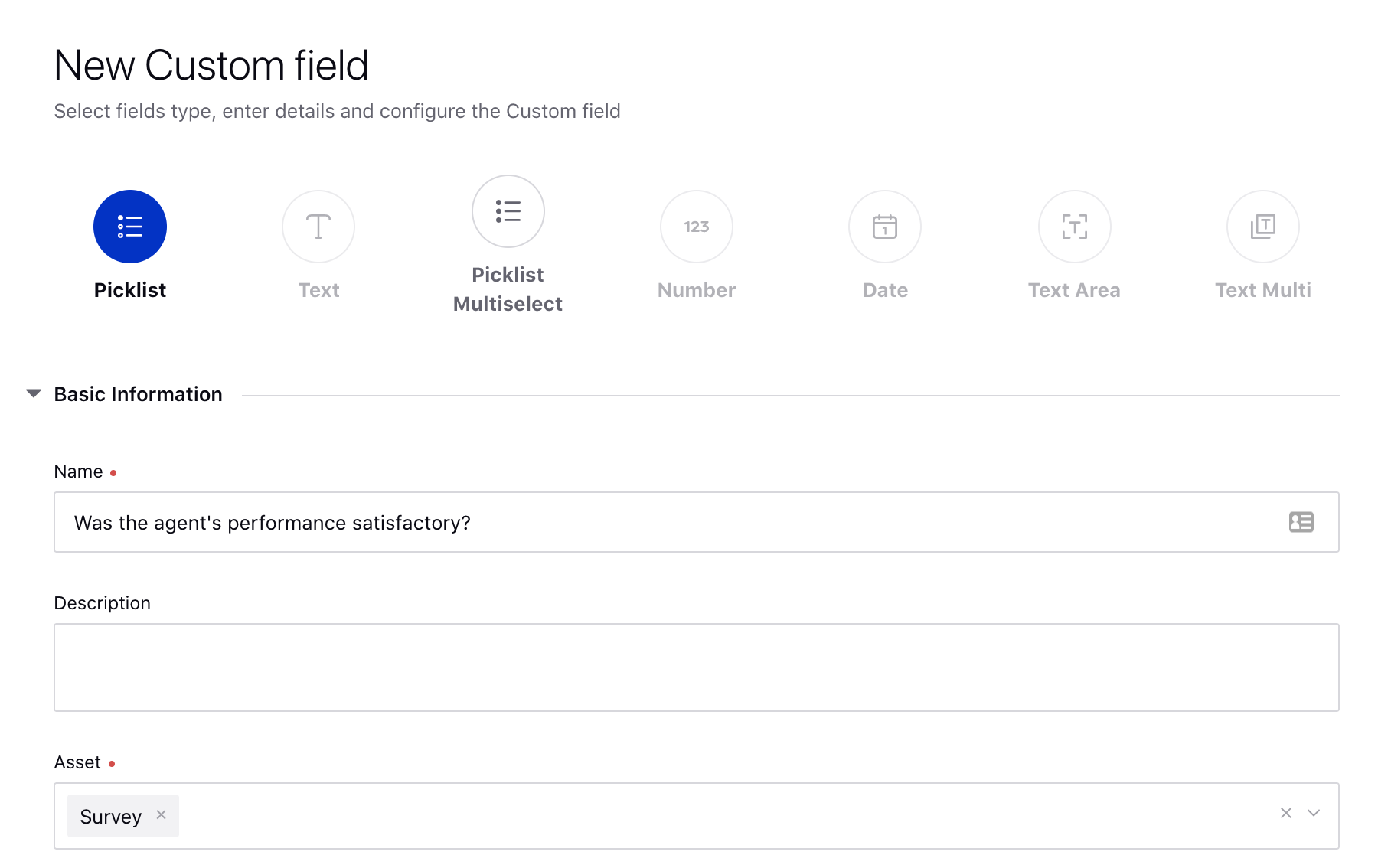 Creating a Survey Custom Field