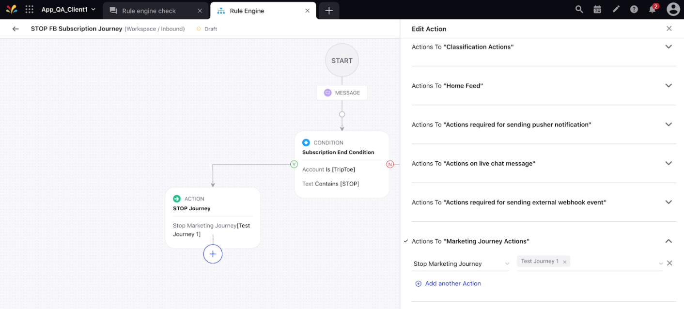 Entry and Exit Triggers in Rule Engine for Journey Facilitator