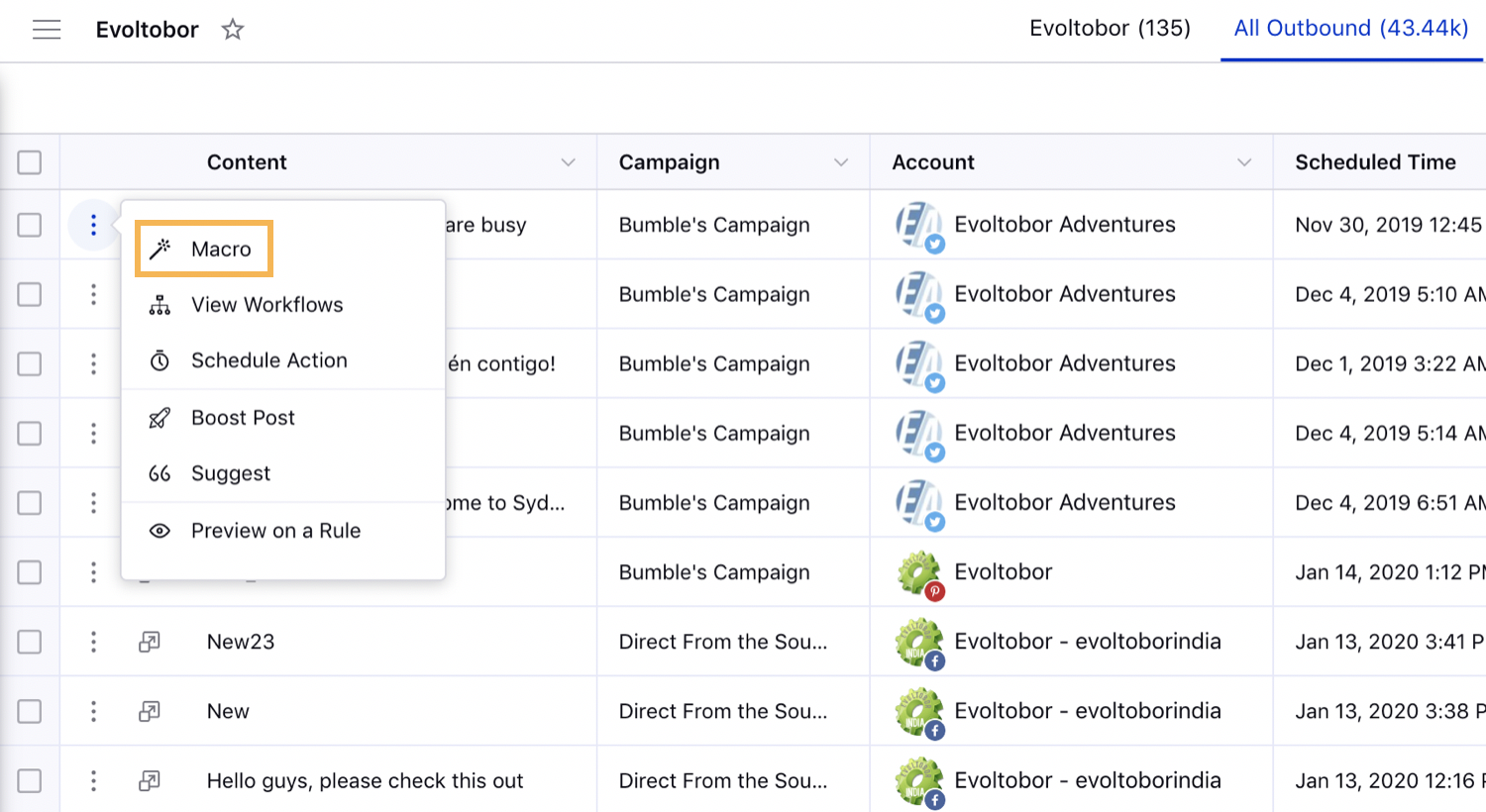 Selecting Macro on Outbound Message