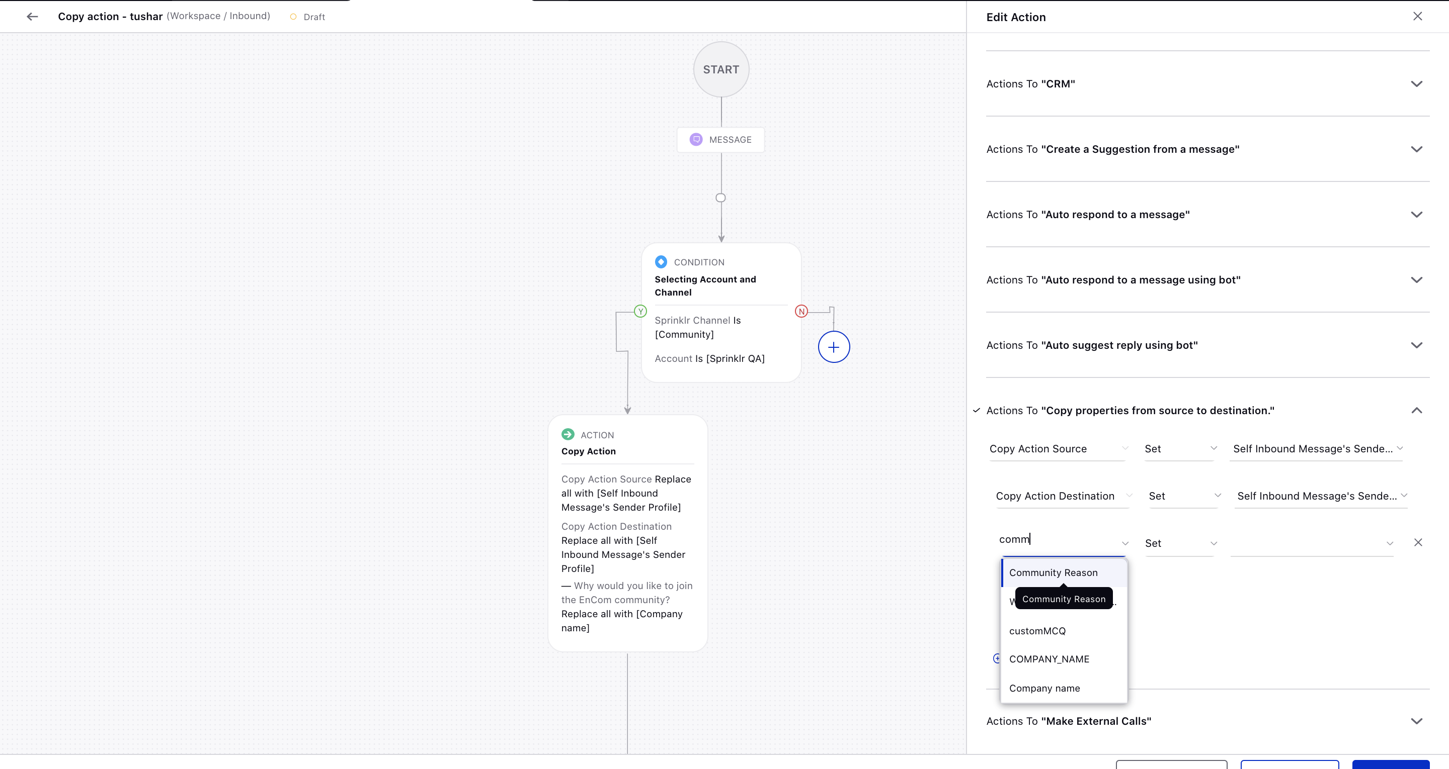 Support to Copy Profile Level Channel Custom Properties via Rule Engine