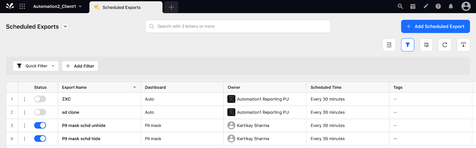 Benchmarking – Revamped Headers for Scheduled Exports & Custom Metric