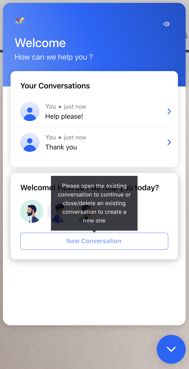 Allowing users to open only one live chat conversation at a time