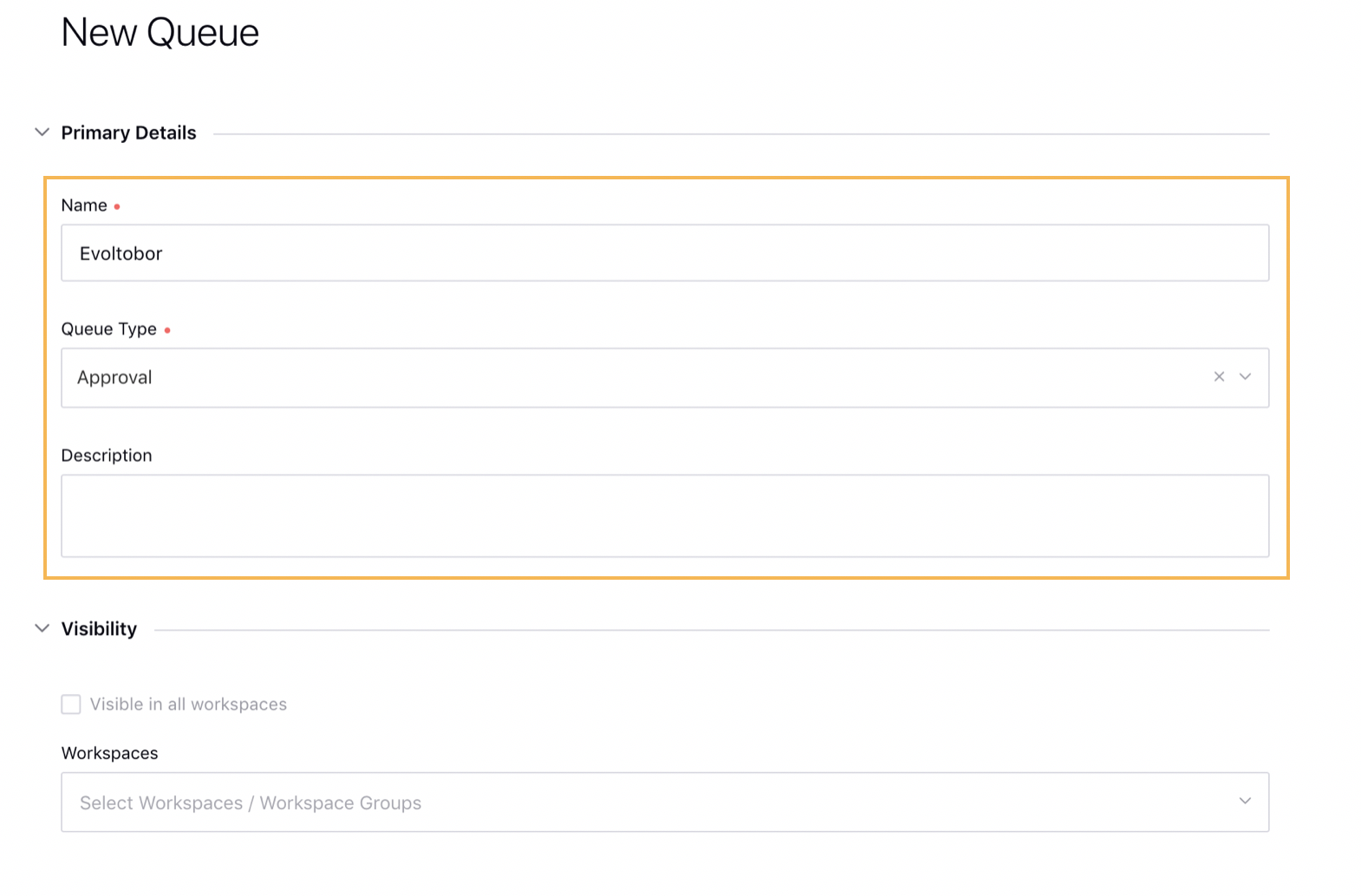 Filling Required Details for Approval Queue within Global Queue