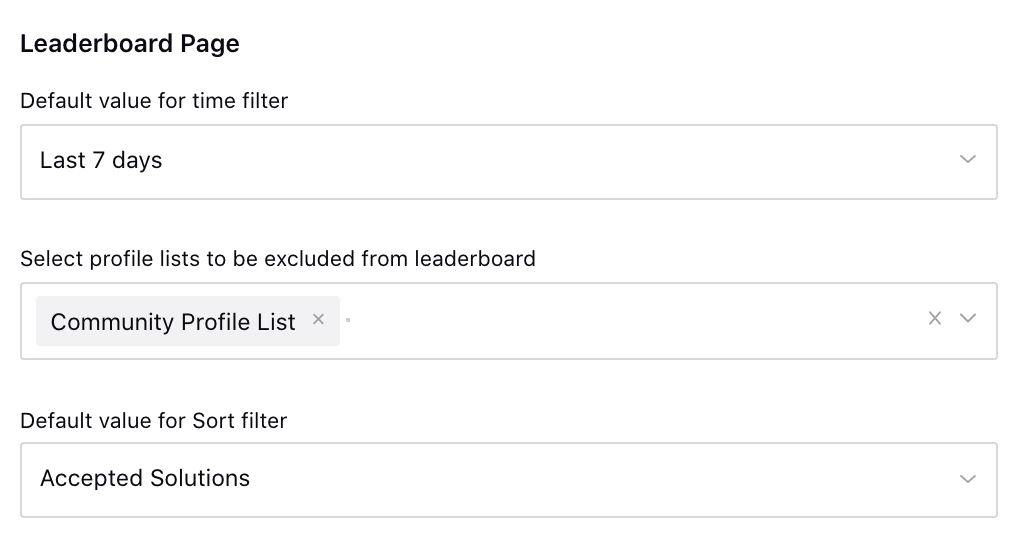 Leaderboard configuration on Community 