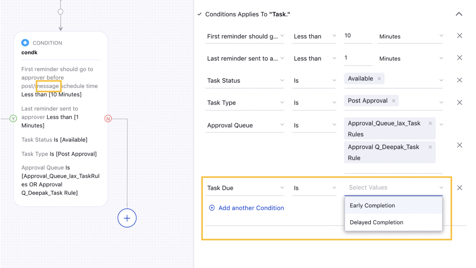 Adding Task Due as Condition in Task Rule