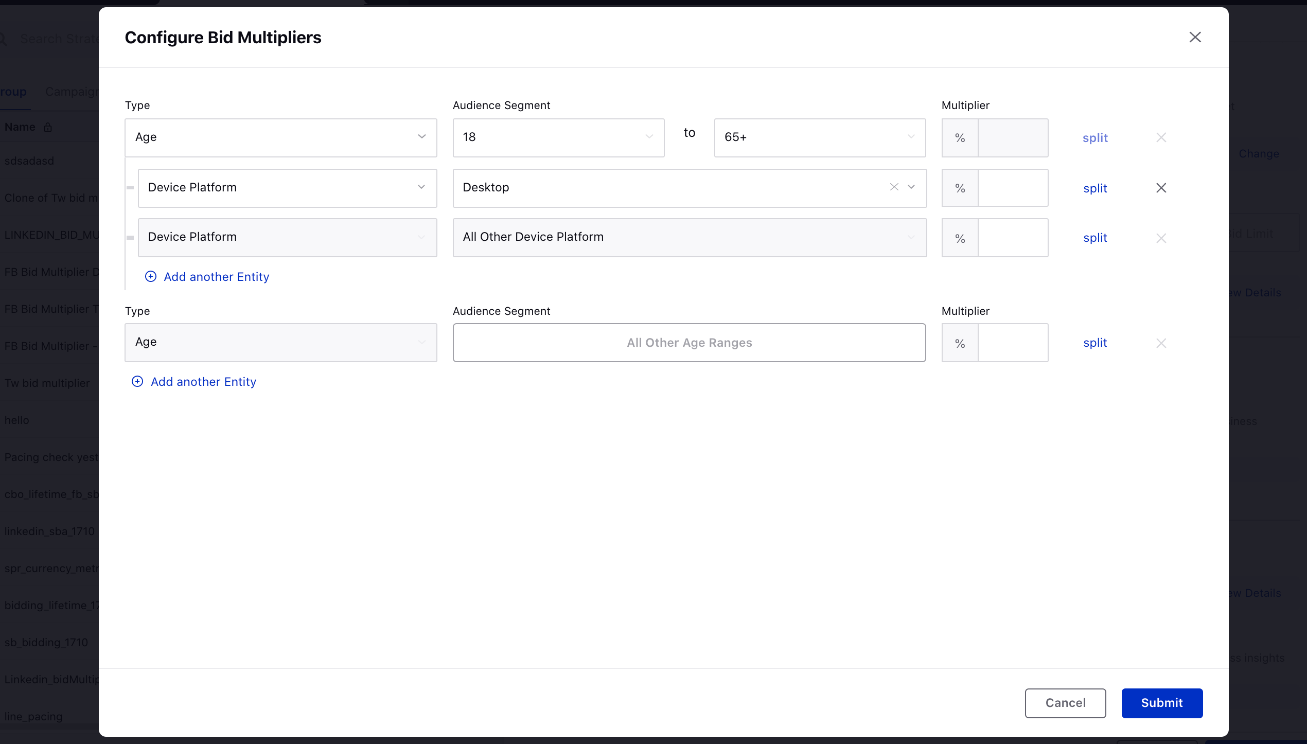 Configure FB Bid Multipliers