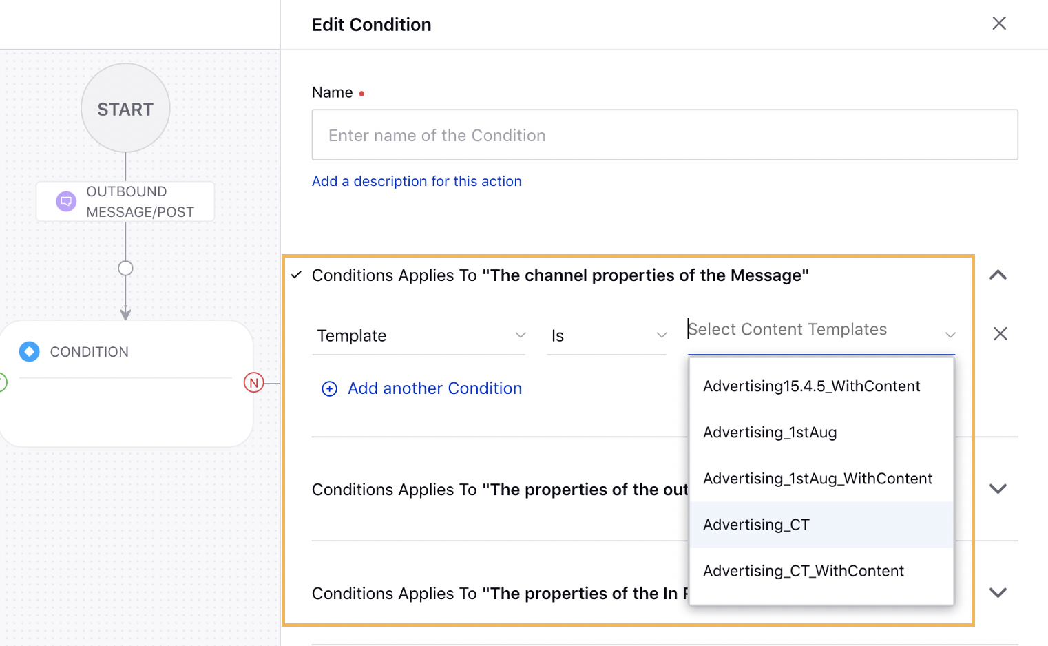 Setting Template as Condition