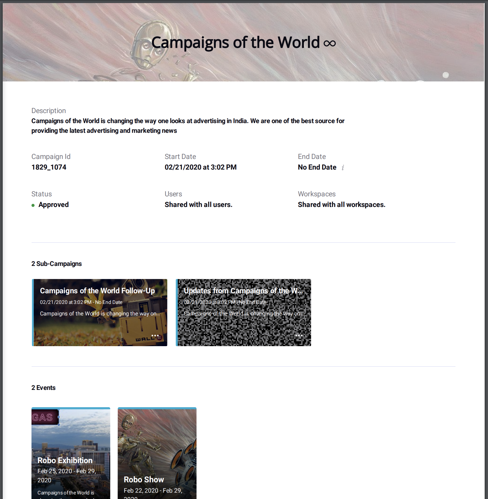 Viewing PDF Export of Campaign’s Overview Tab