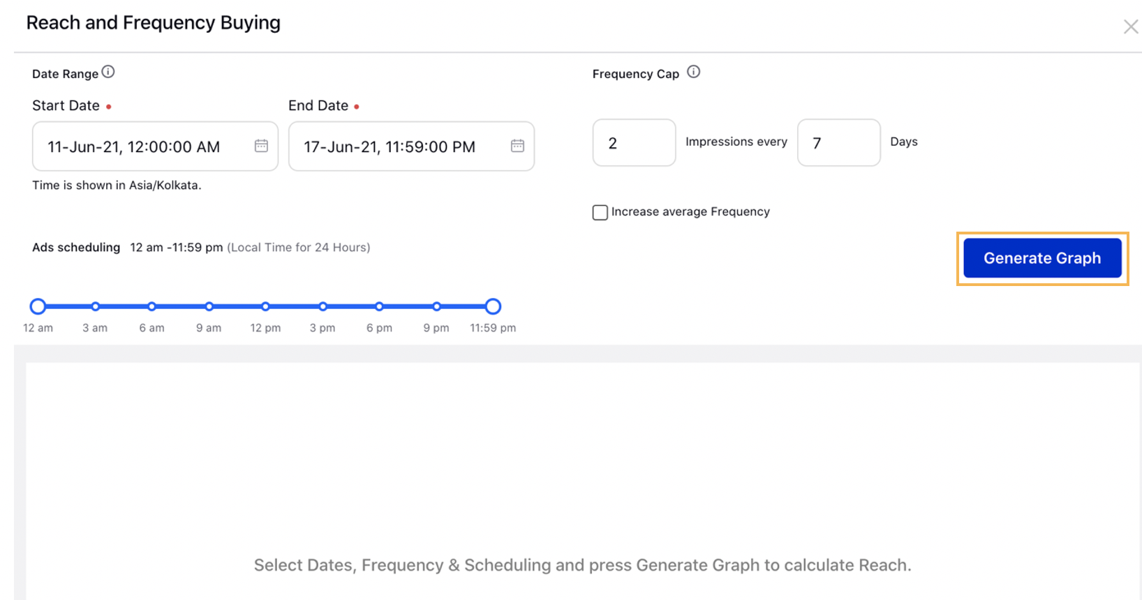 Generating Graph while Settings Reach and Frequency in Campaign Details