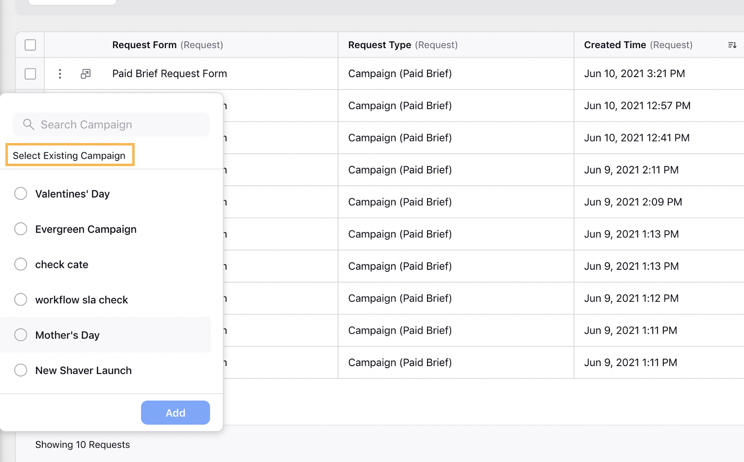 Associating Existing Campaign