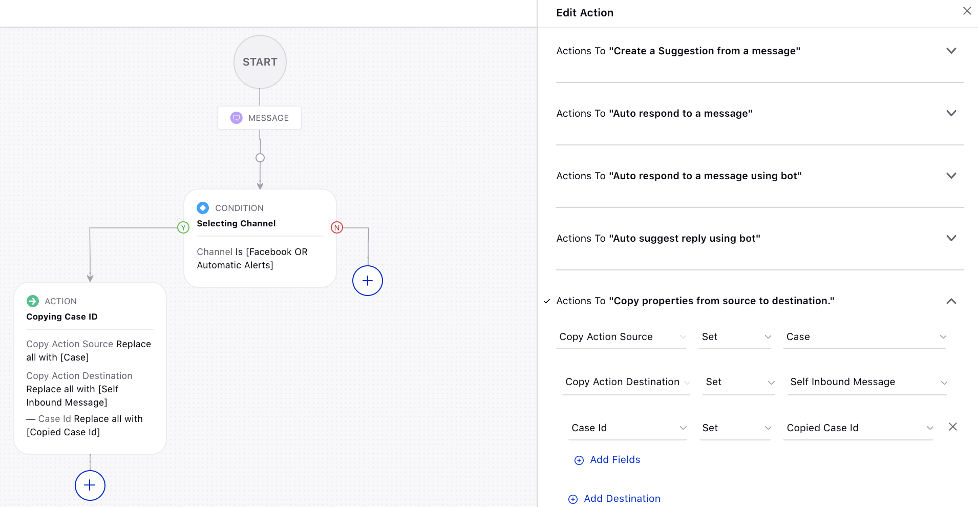 Copying Case ID to Message via Rule Engine