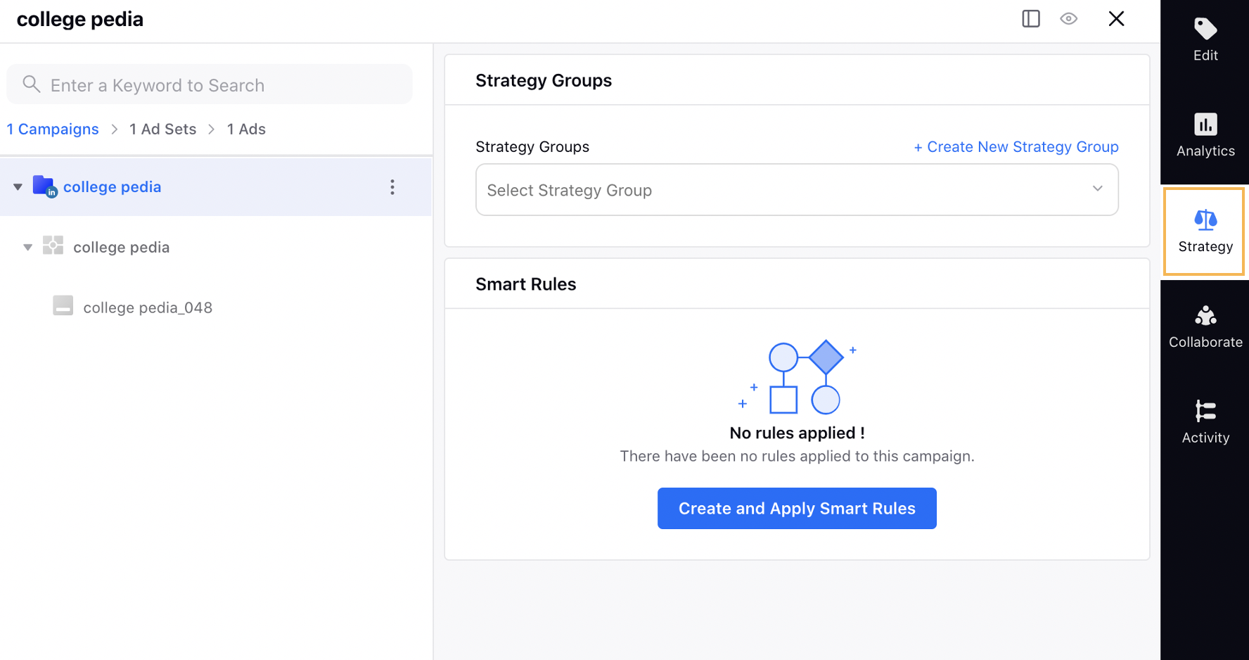 Navigating Strategy Group Section