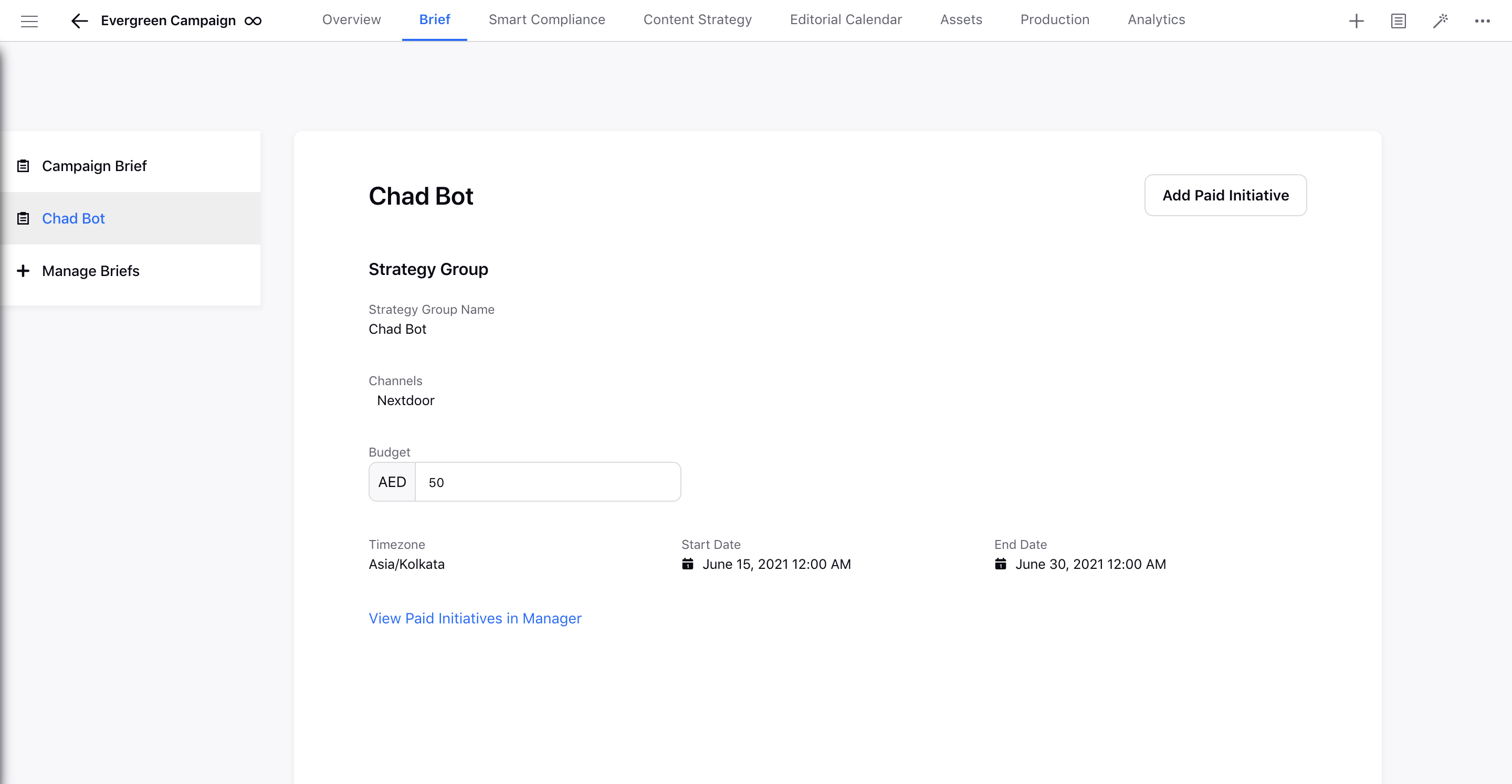 View Briefs Associated with a Campaign