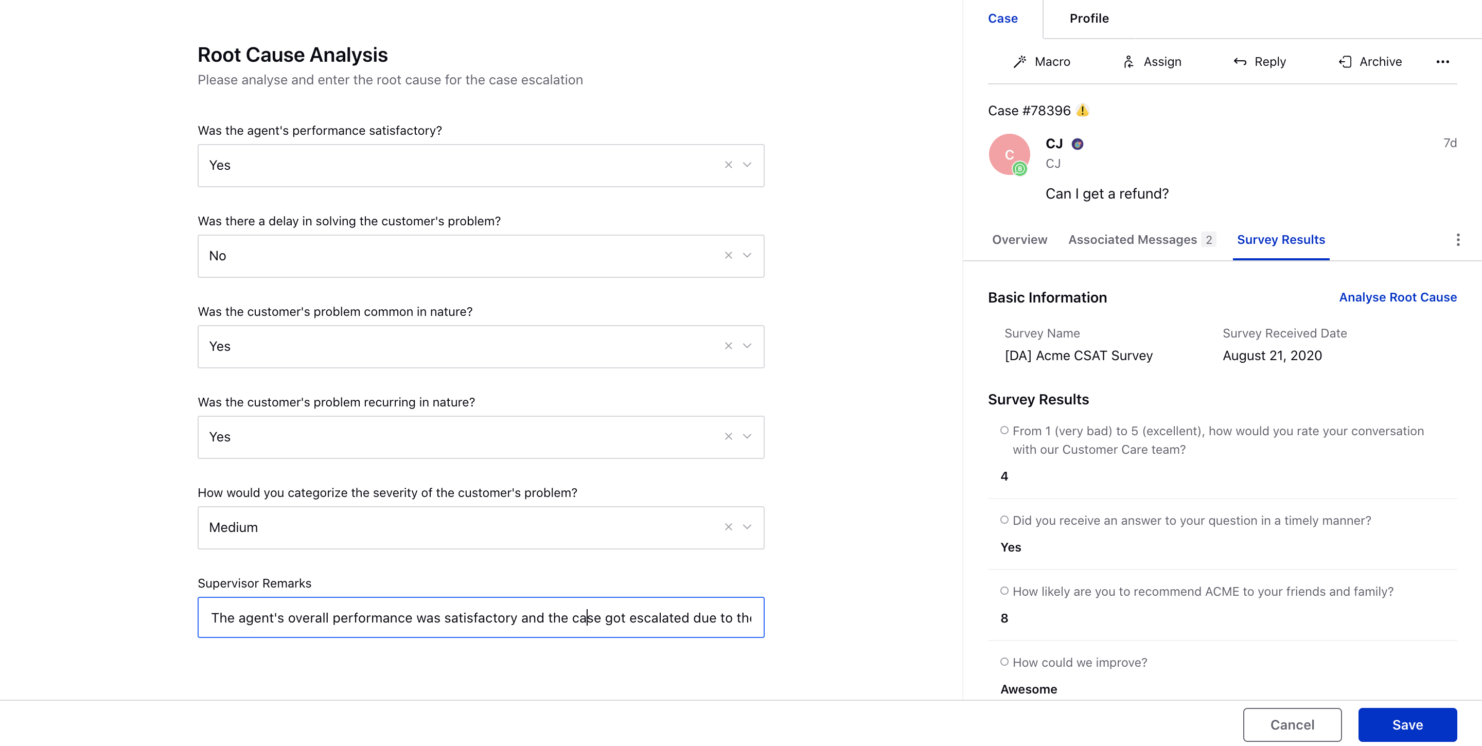 Root Cause Analysis of Survey Results