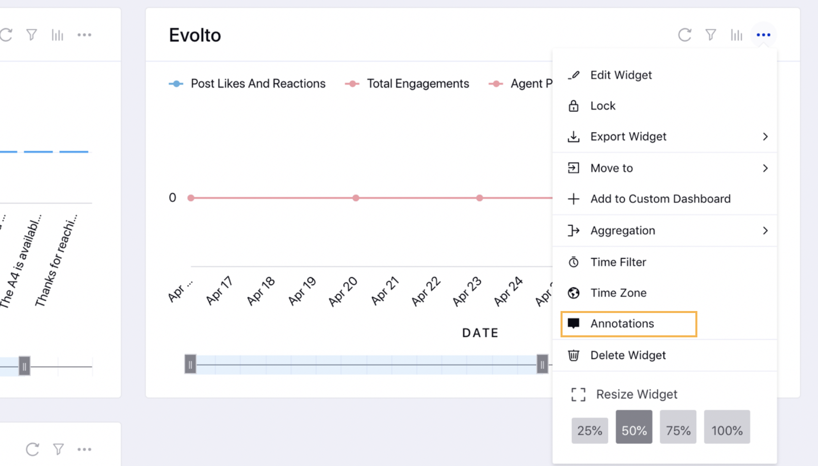 Applying Annotations on the Widgets within Reporting Dashboard