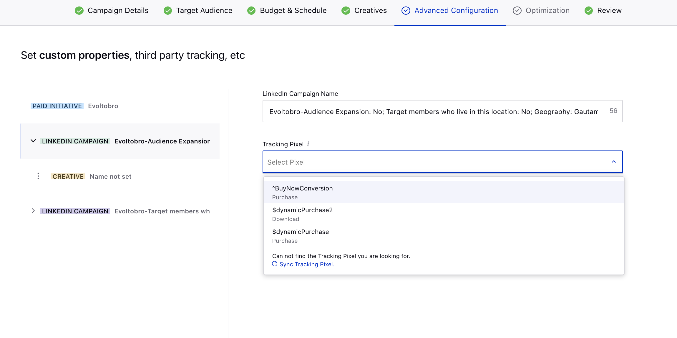 Set LinkedIn Tracking Pixel