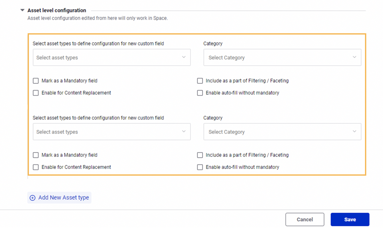 Defining Categories by Asset Types