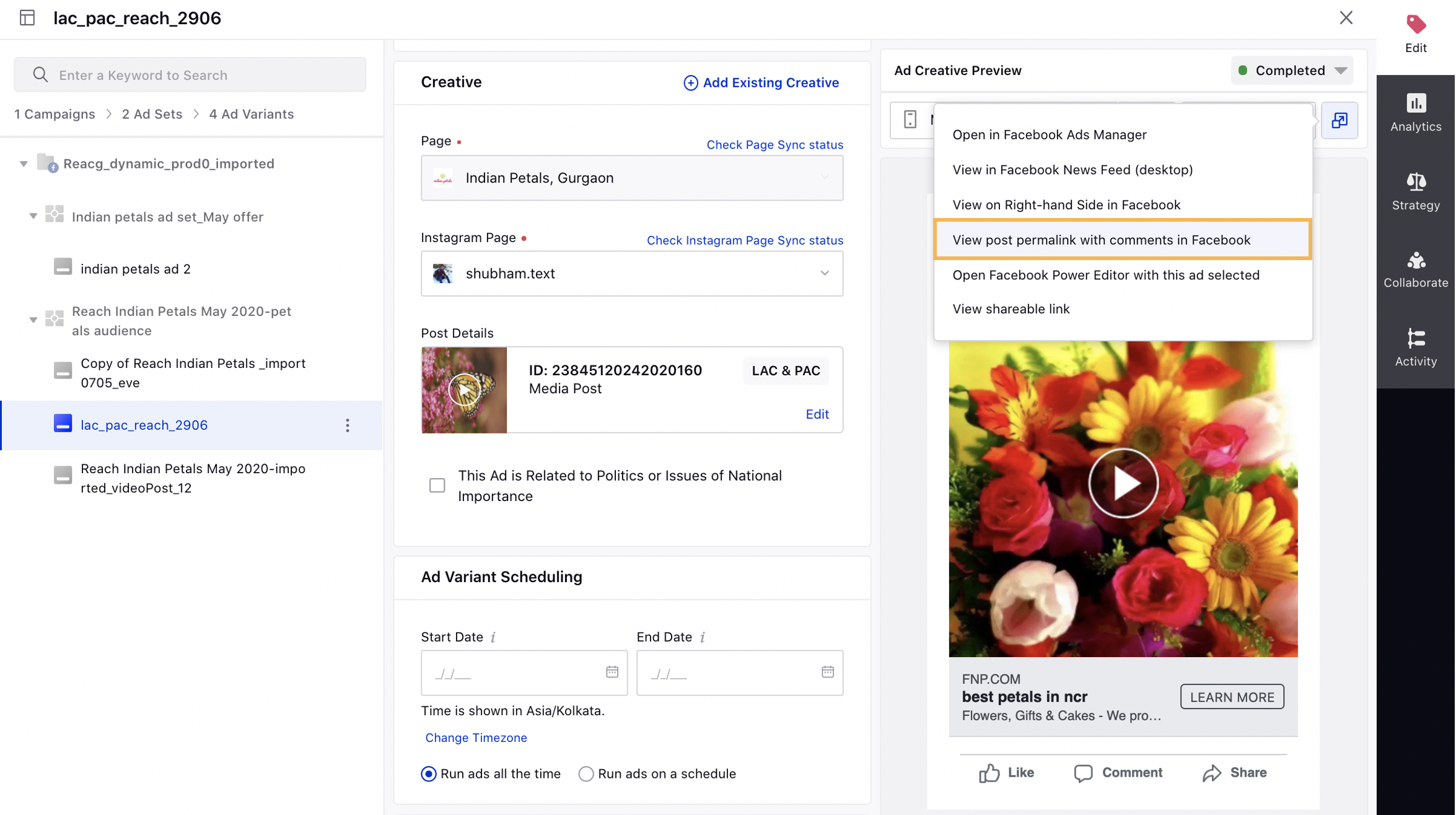 View Post Permalink for Facebook Placement Asset Customization Ads