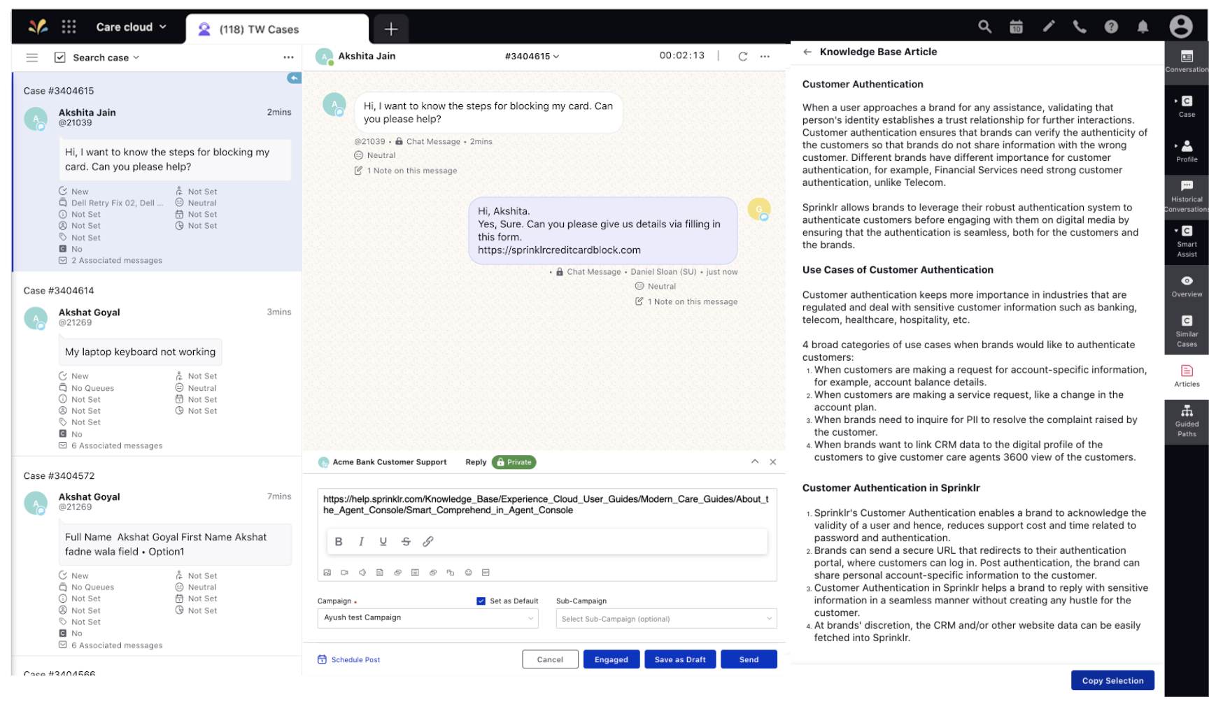 Smart Comprehend in Agent Console