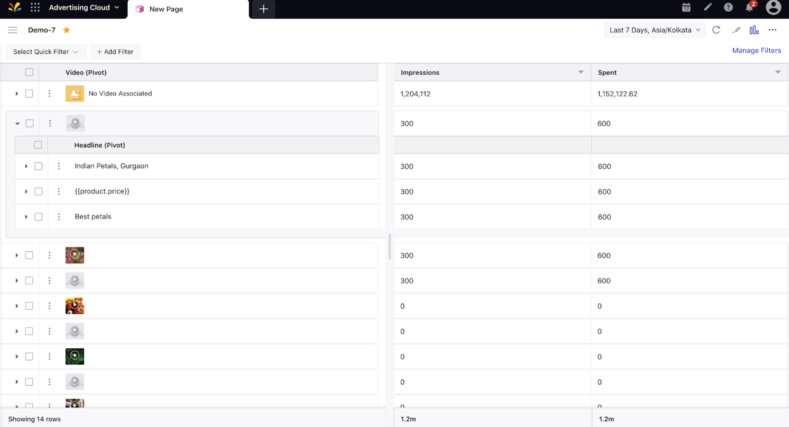 Ads Manager Pivot Table