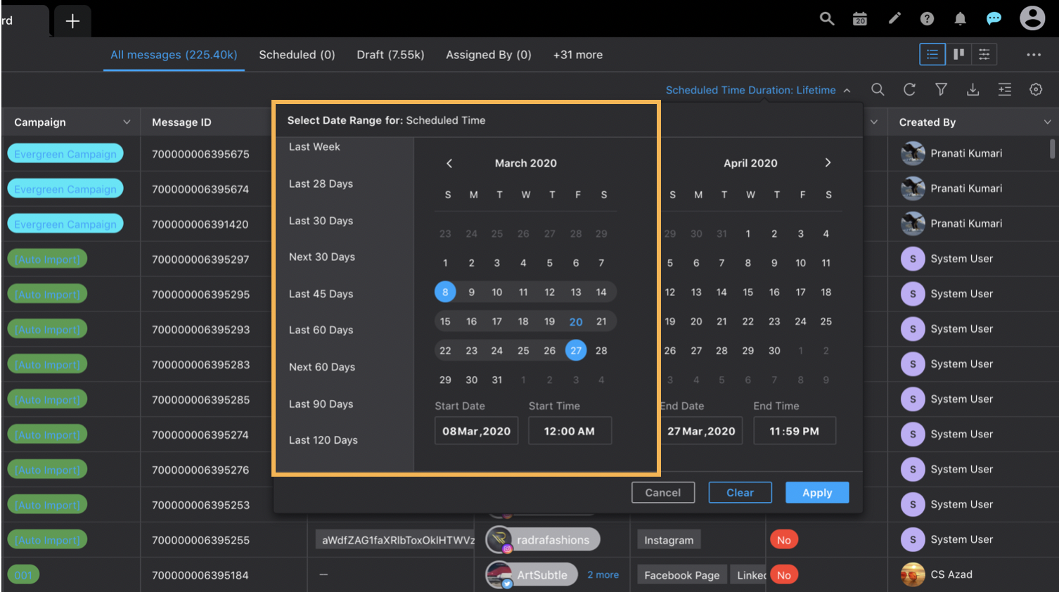 Support for Additional Duration Filters