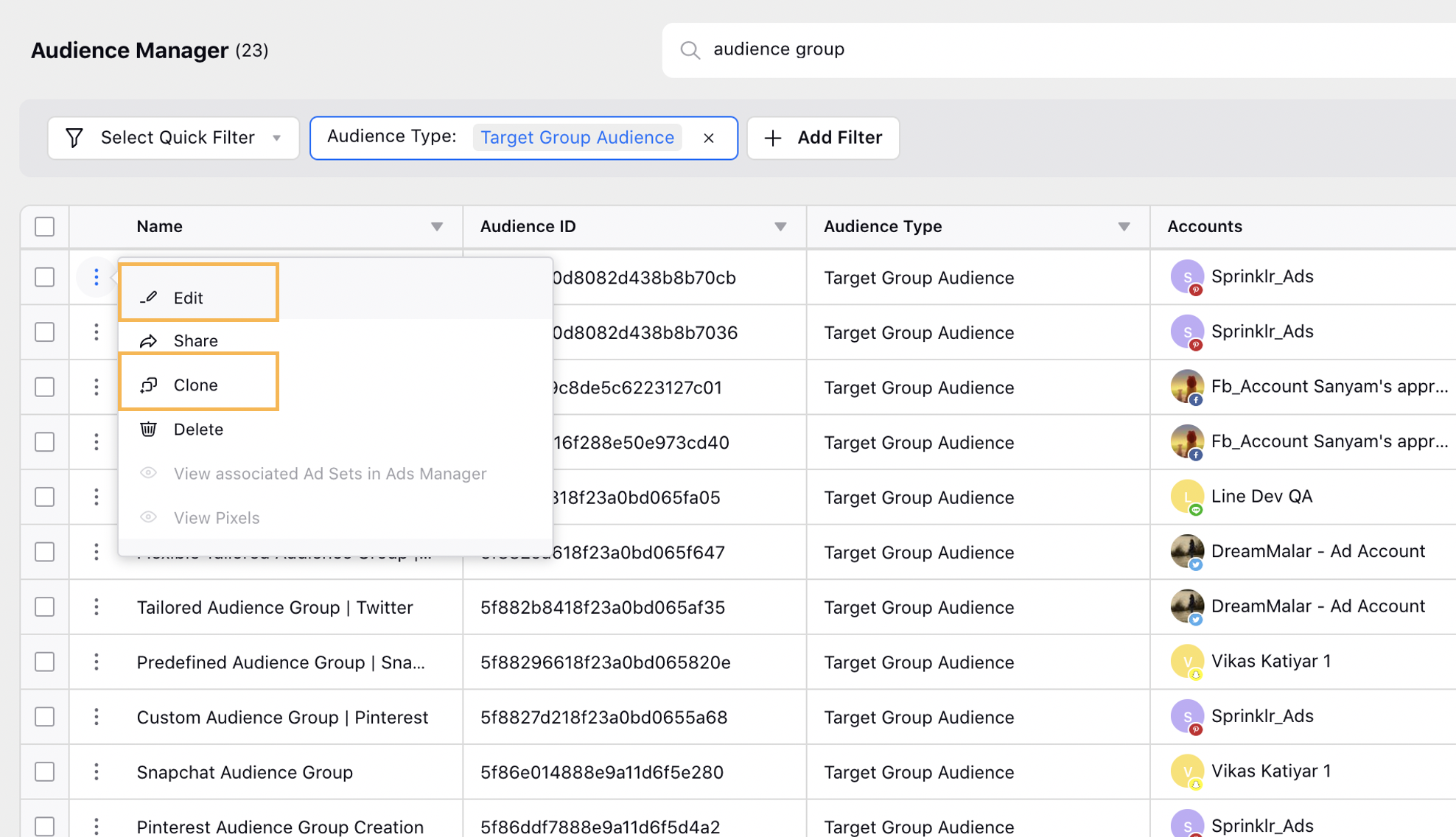 Edit and Clone Audience Groups in Audience Manager