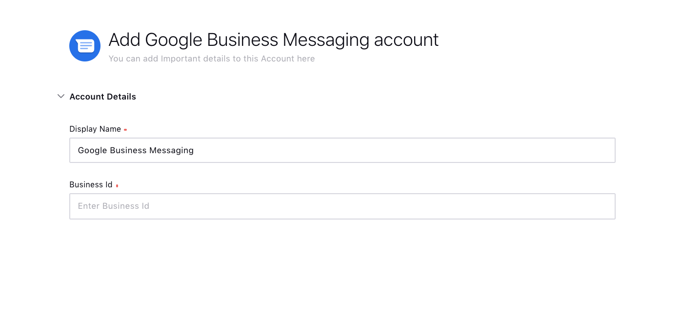 Adding Google Business Messaging Account