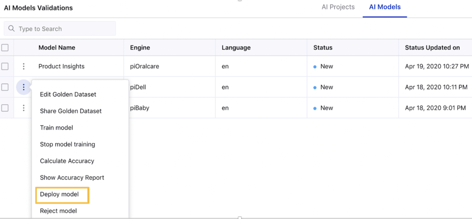 Showing how to deploy model once the model is trained